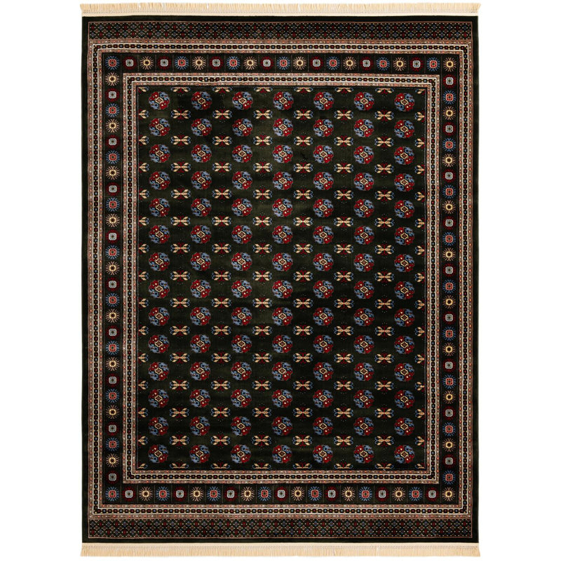 Tapis traditionnel Hinshaw vert foncé, Rectangle 9 pi x 12 pi