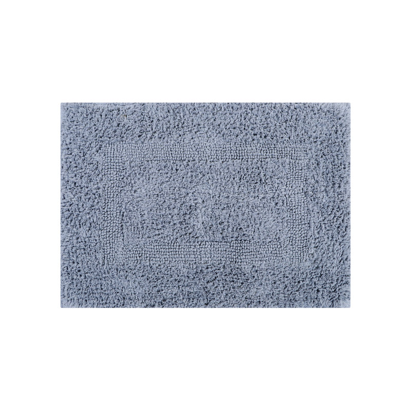 Rozanne Reversible Cotton Bath Rug, 17" x 24" Rectangle, Silver