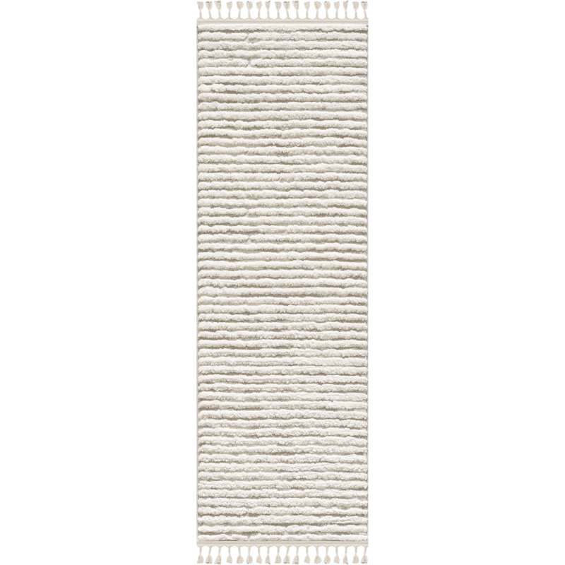 Tapis beige à poils longs Ruprecht, Tapis de couloir 2 pi 7 po x 8 pi
