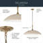 Luminaire suspendu 1 lumière 24,25 po Delarosa en grège et bronze champagne-131043078-131043079