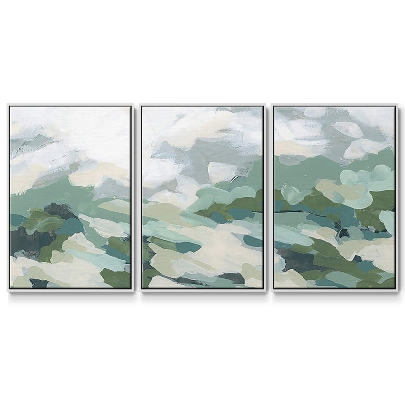 Verdant Hillside I - Toile encadrée à pièces multiples, H 36 po x l 75 po x P 2 po, Blanc