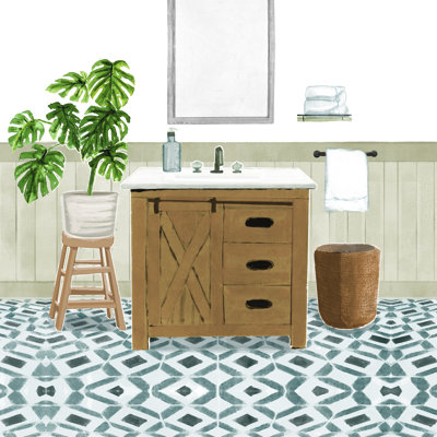 Bathroom Scene - Wrapped Canvas Art Prints