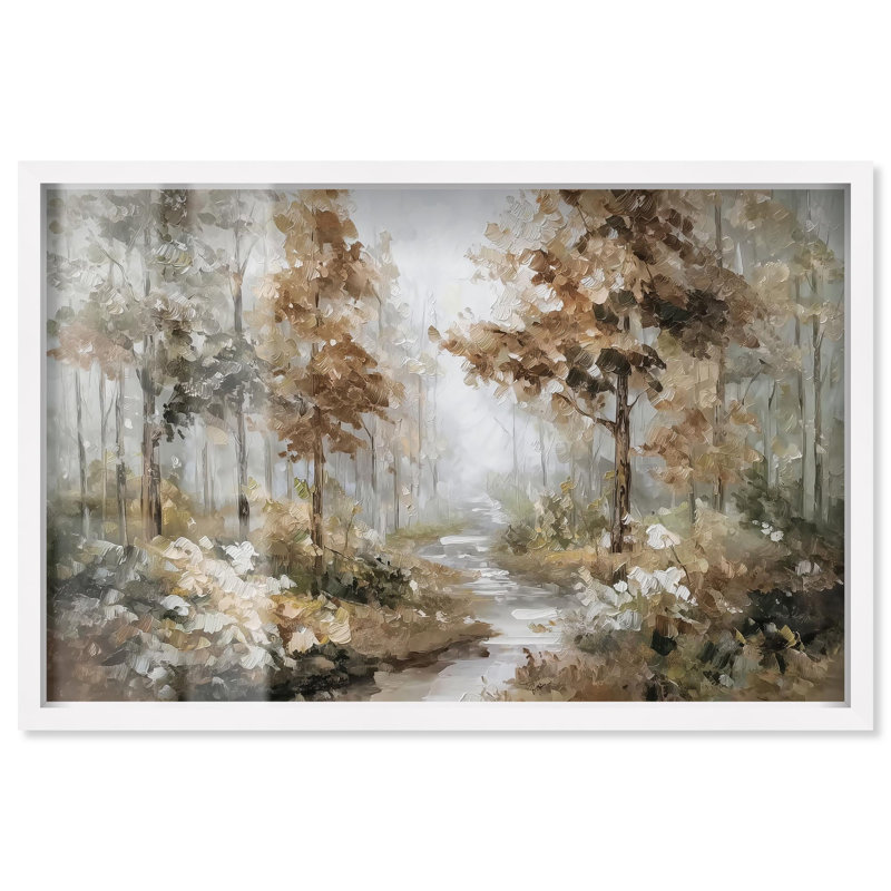 «Forest Path II Shadowbox Print Vintage Decor» par Art Remedy, H 11 po x l 16 po, Blanc