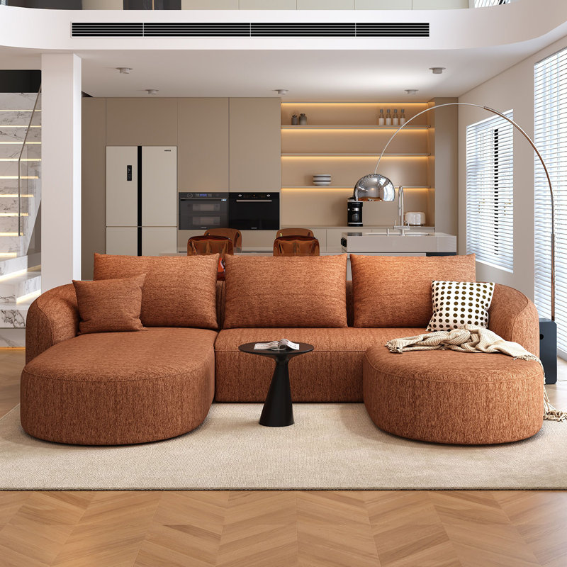 Ensemble de canapé modulaire Boneless, Orienté à gauche (vu de face), H 33,86 po x l 111 po x P 72 po, Orange