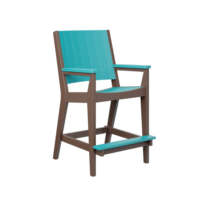Fauteuil de bar Berlin Chat, Bleu Aruba, Chocolat / Brun