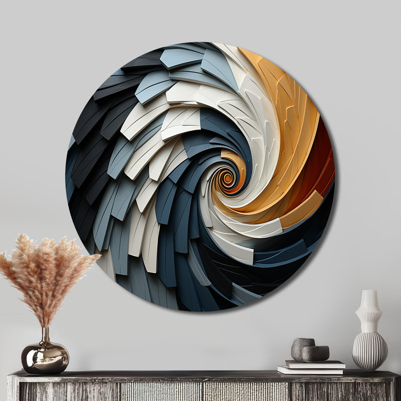 Chouquer - Art abstrait rond en métal, H 16 po x l 16 po x P 1 po