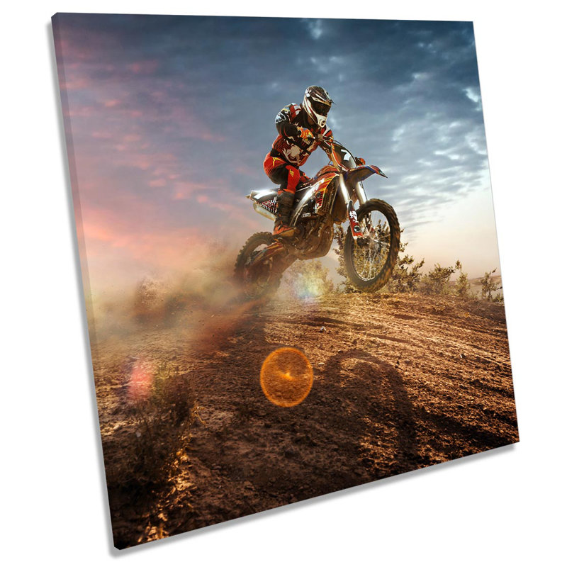 Z6263 Dirtcross Motorbike Picture - Wrapped Canvas Print, 60cm H x 60cm W x 2cm D