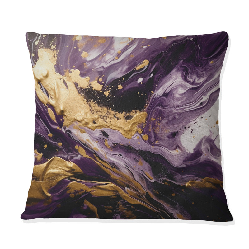 Coussin décoratif mauve et mauve à imprimé floral abstrait