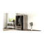 Garde-robe de chambre à 3 portes avec 2 tiroirs, grain de bois gris, décoration moderne et confortable-1327037798
