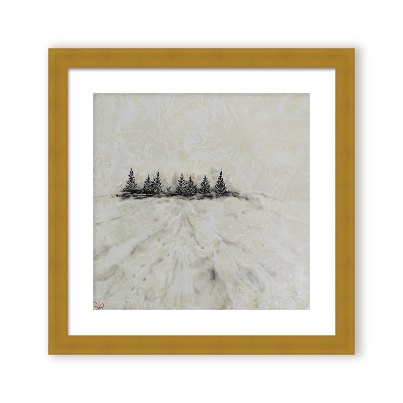 Nature Inspired "Frosted Horizon" Canvas Wall Art By , 12" H x 12" W, Framed Matted Print, Beige