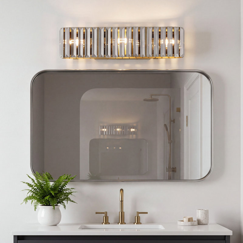 Applique murale à 3 lumières en cristal fumé pour salle de bain