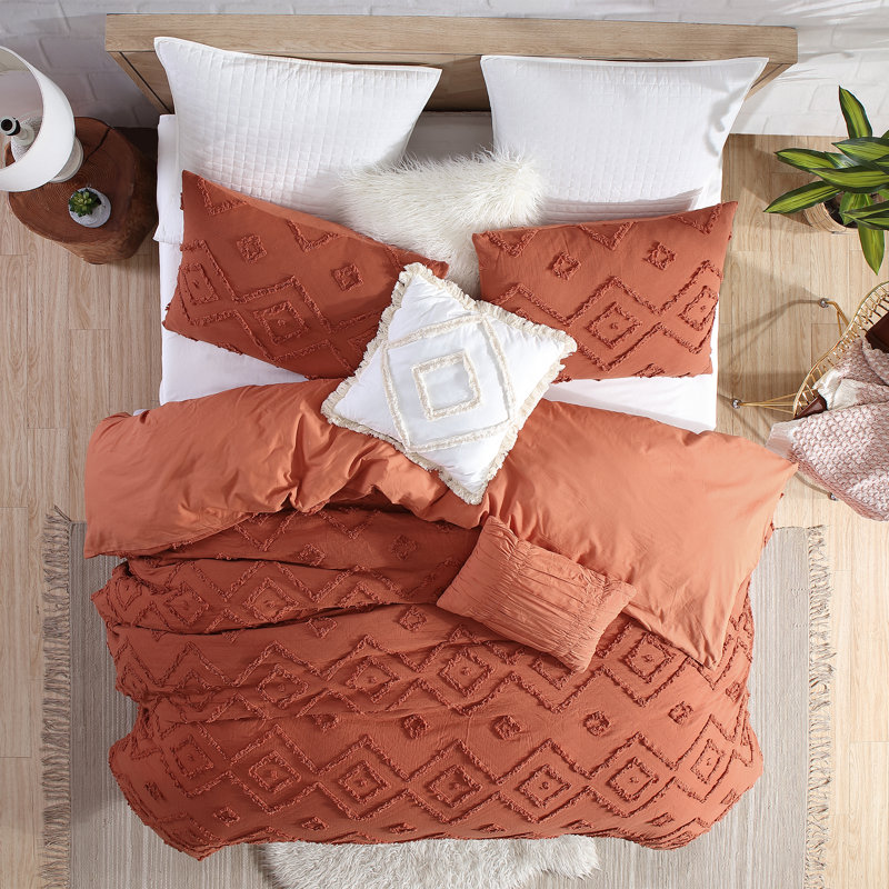 Rust King Cotton Down Alternative Comforter Set with Fringe