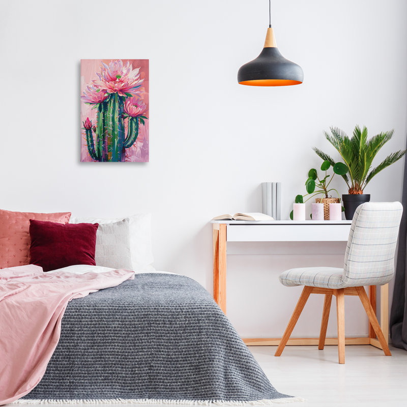 Toile de cactus rose, design par LSR Design Studio, H 24 po x l 16 po