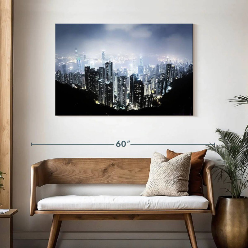 Ravi, Hongkong, vue de nuit, H 30 po x l 45 po