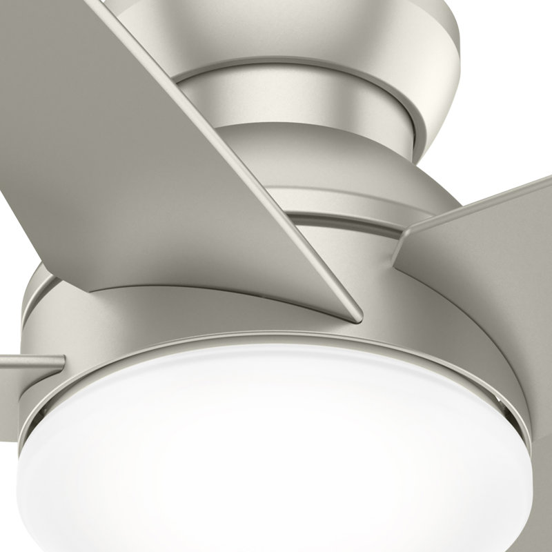 44" Isotope 5 - Blade LED Flush Mount Ceiling Fan with Wall Control and Light Kit Included, Matte Nickel