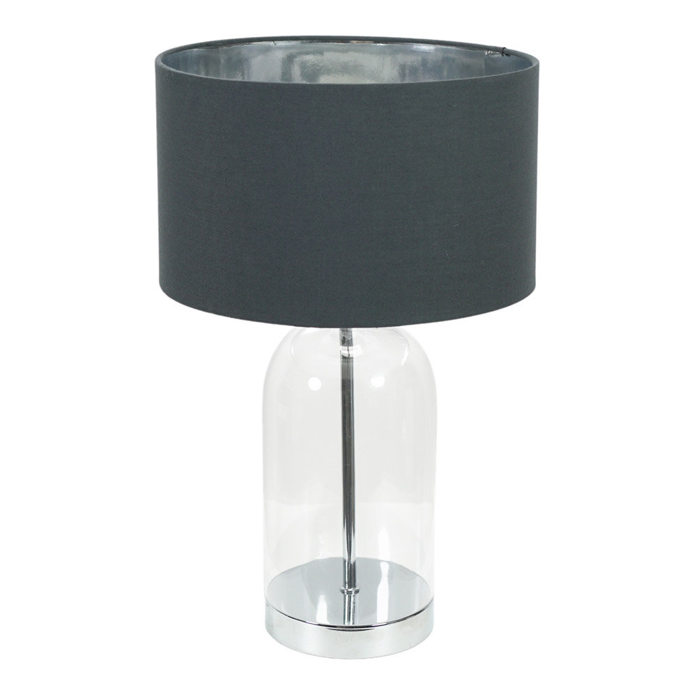 Danylle Glass with Trim Table Lamp with Chrome Inner Lamp Shade and LED Bulb
