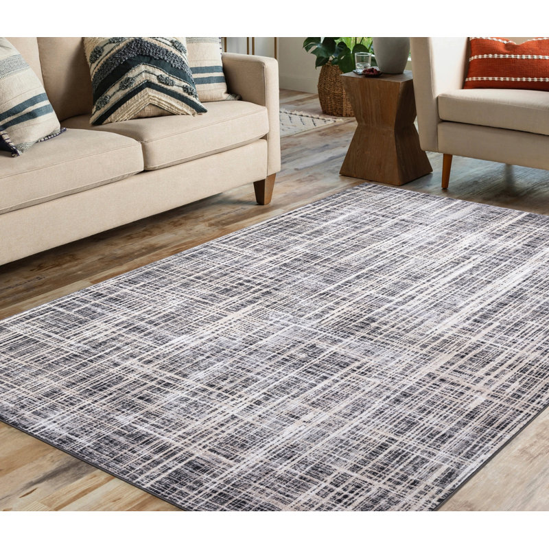 Tapis gris lavable et antidérapant Lyanne, Rectangle 7 pi 10 po x 10 pi