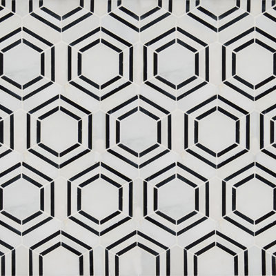 Lattice Fog Geometric 11 in. x 13 in. Polished Marble Mosaic Floor and Wall Tile