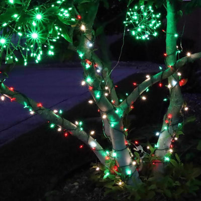  Guirlande de lumières platine T5 à DEL rouge / vert / blanc pur 50 ct 25 pi