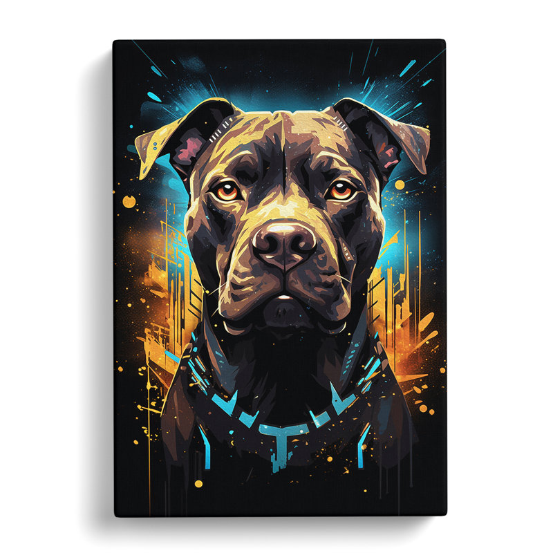 Staffordshire Bull Terrier Futurism - Wrapped Canvas, 50cm H x 35cm W x 3cm D