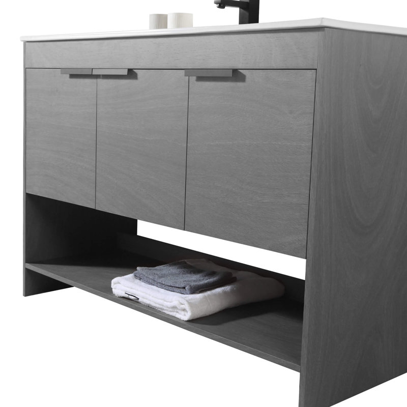 Meuble-lavabo simple 48 po Daénaires, Gris classique