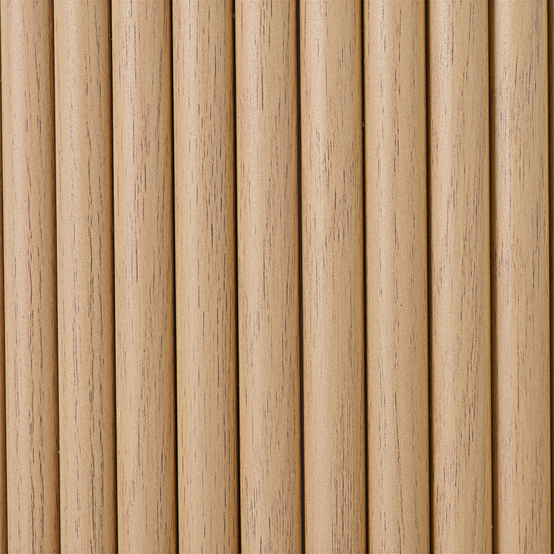 Meuble télé et table basse en bois avec portes coulissantes cannelées, Naturel