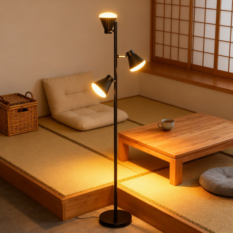 Lampe sur pied moderne 36W avec télécommande, lampe sur pied à intensité variable, 4 températures de couleur, 3 bras rotatifs pour le salon, la chambre à coucher, le bureau