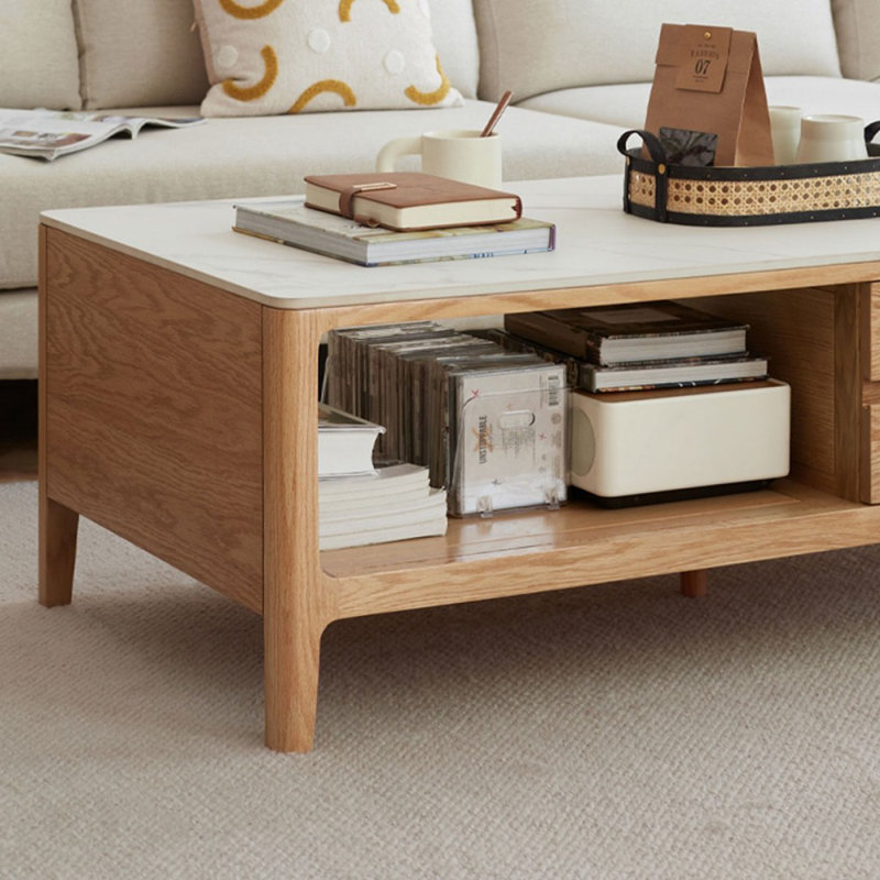 Table basse blanche et en pierre frittée Burlywood, H 17,72 po x L 53,15 po x l 25,59 po