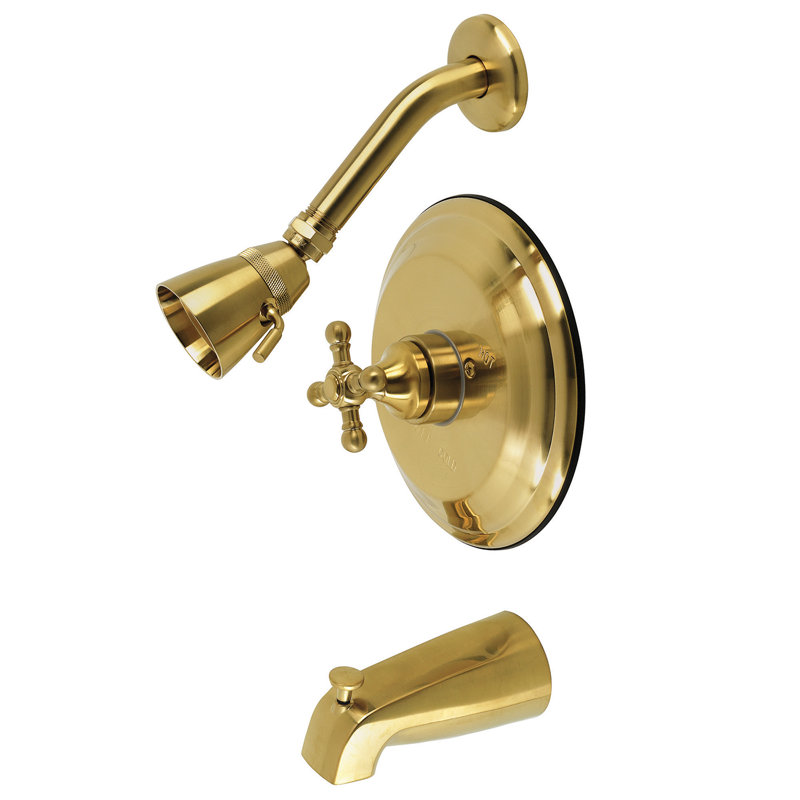Kingston Brass Metropolitan Single-Handle Pressure Balanced Tub and Shower Faucet, Brushed Brass