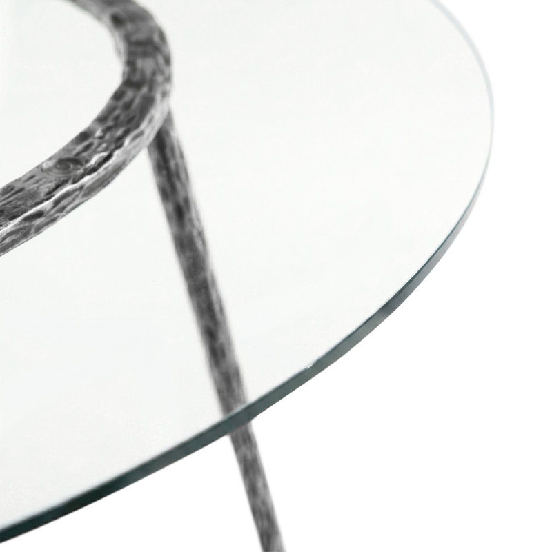 Ensemble de table 5 pièces à hauteur de comptoir en métal martelé Lalia, Gris