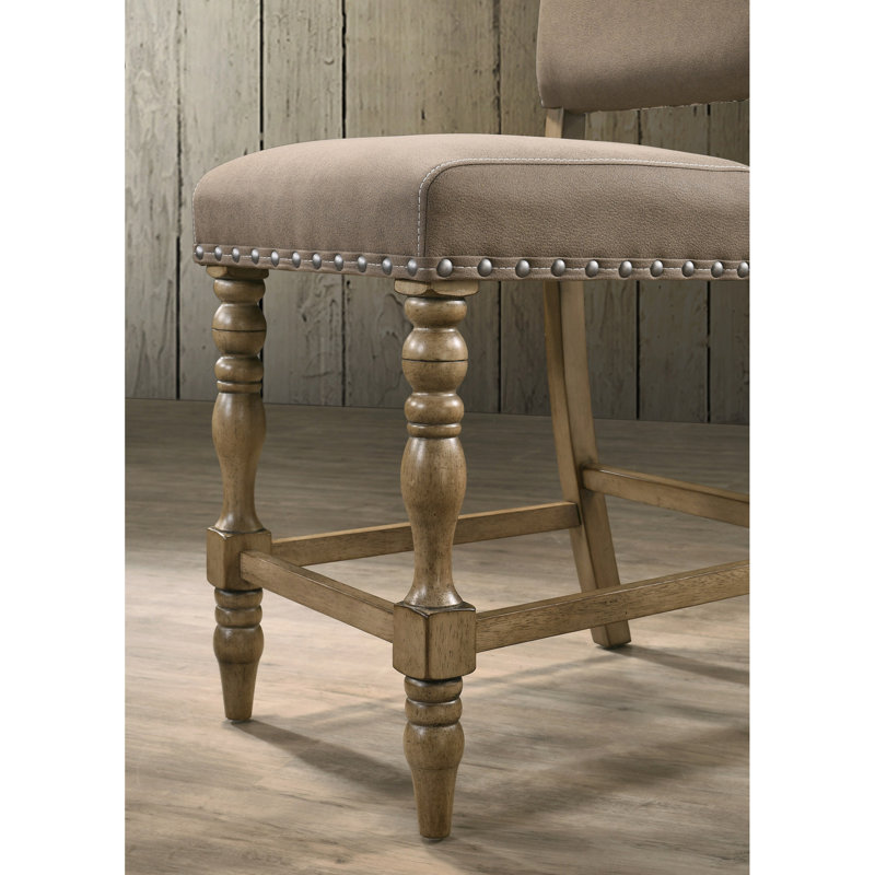 2 chaises de salle à manger à hauteur de comptoir en bois flottant avec siège d'écriture et chaises rembourrées en microfibre (de 2)