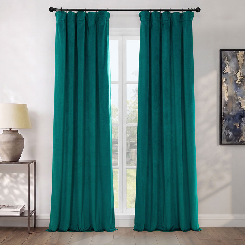 Rideaux en velours moelleux Matra pour chambre à coucher ‑ rideaux obscurcissants pour les fenêtres de salon, panneau simple