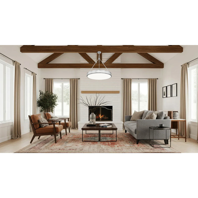 Luminaire suspendu 3 lumières Quinn, Nickel satiné