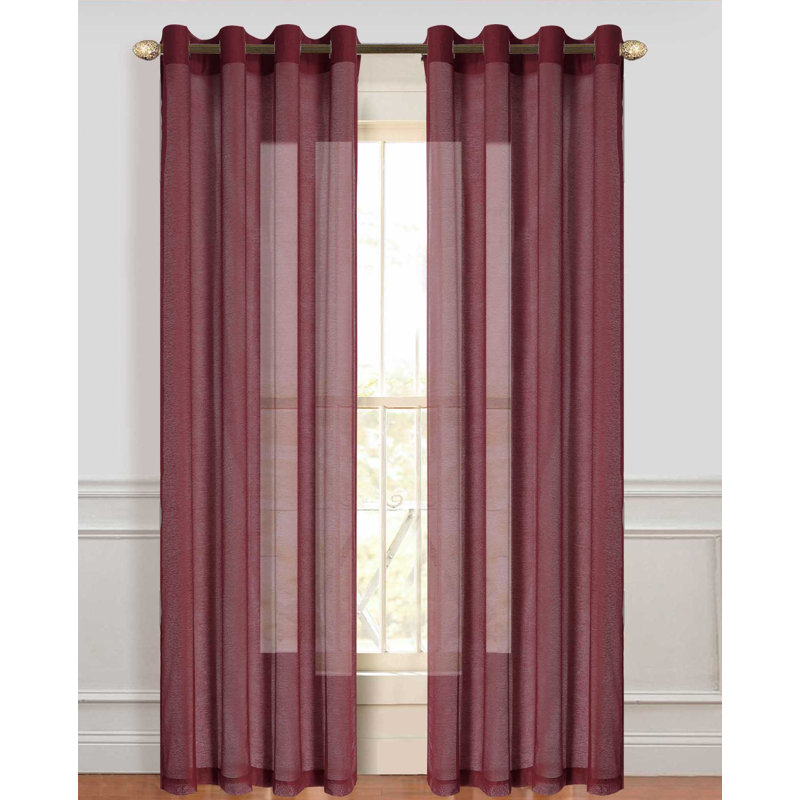 Sirmans Semi Sheer Curtain Pair, Burgundy