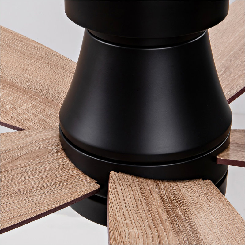 Hot Ventilateur de plafond noir moderne de 32 pouces avec lumière et 3 pales en bois massif avec moteur à courant continu réversible et télécommande