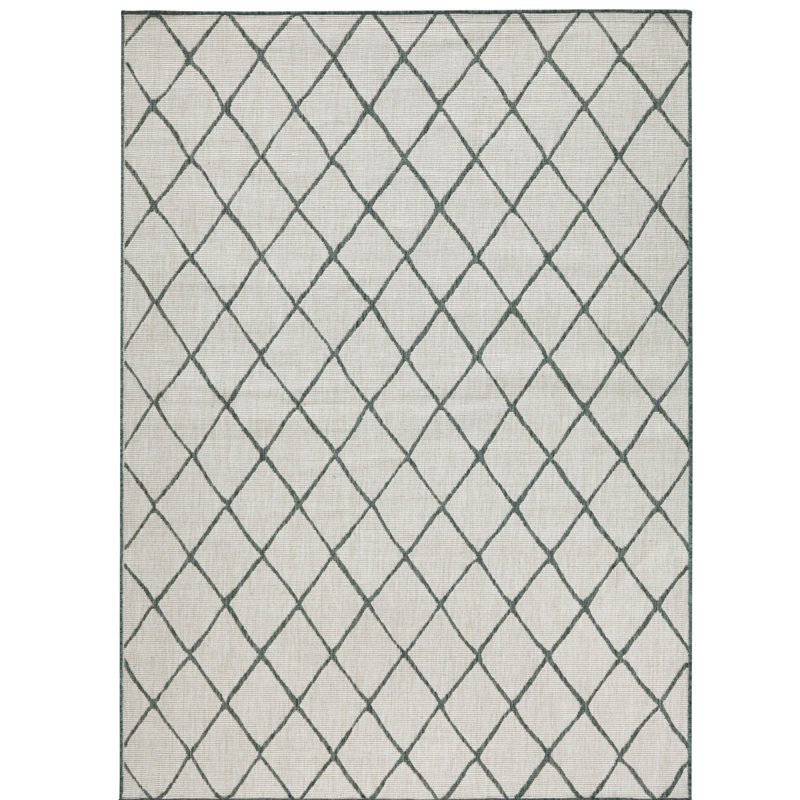 Malaga Flatweave Green/Light Grey Rug, Rectangular 80 x 150cm
