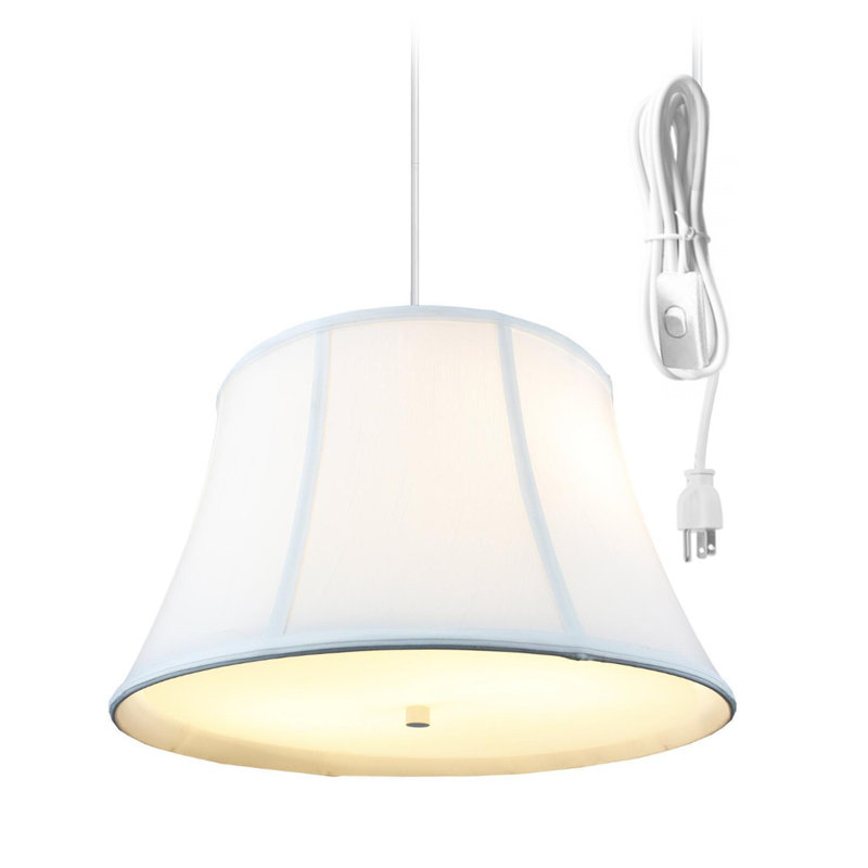 Luminaire suspendu en forme de tambour 2 lumières unique/accrocheur, 10" H x 17" L x 12" D, blanc