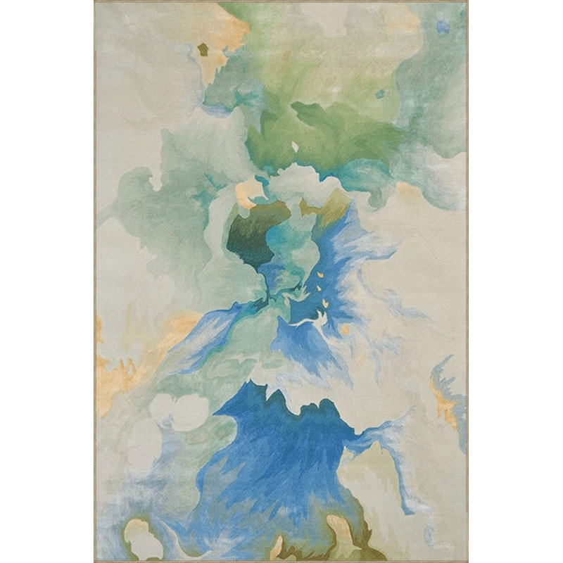 Tapis décoratif bleu et vert, Sous-tapis carré 3 pi 3 po inclus