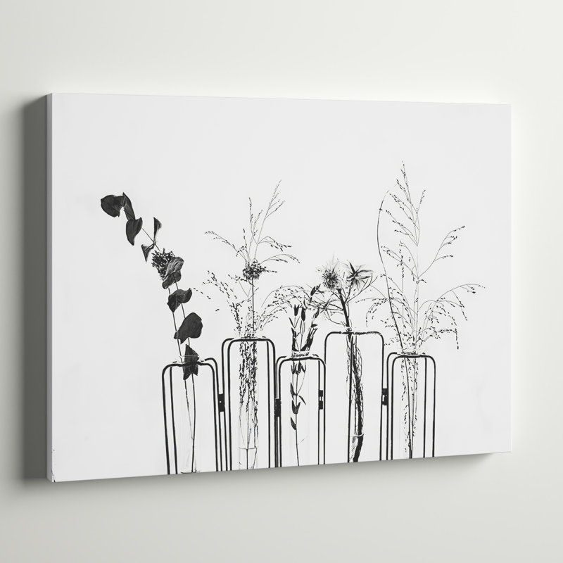 Fleurs noires sur fond blanc - reproduction de photo sur toile, H 20 po x l 30 po x P 1,5 po, Toile tendue, Sans cadre