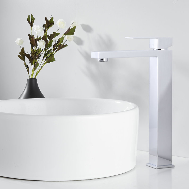 Robinet de salle de bain monocorps à poignée simple avec drain High Arc, Chrome poli