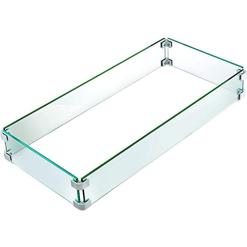 Kinger Home 26-inch Rectangular Tempered Glass Wind Guard