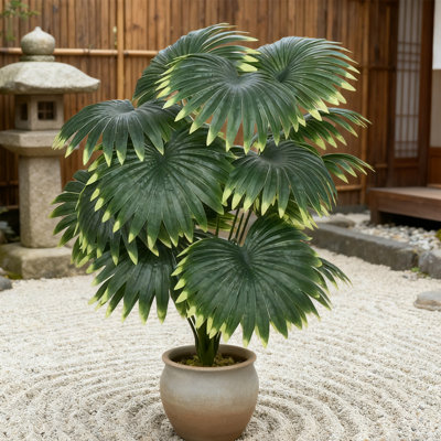 1 pièce de feuilles vertes tropicales artificielles, 23,6 pouces de fausse verdure avec pots en plastique pour la salle de bain, le bureau, le rebord de la fenêtre, modèle J