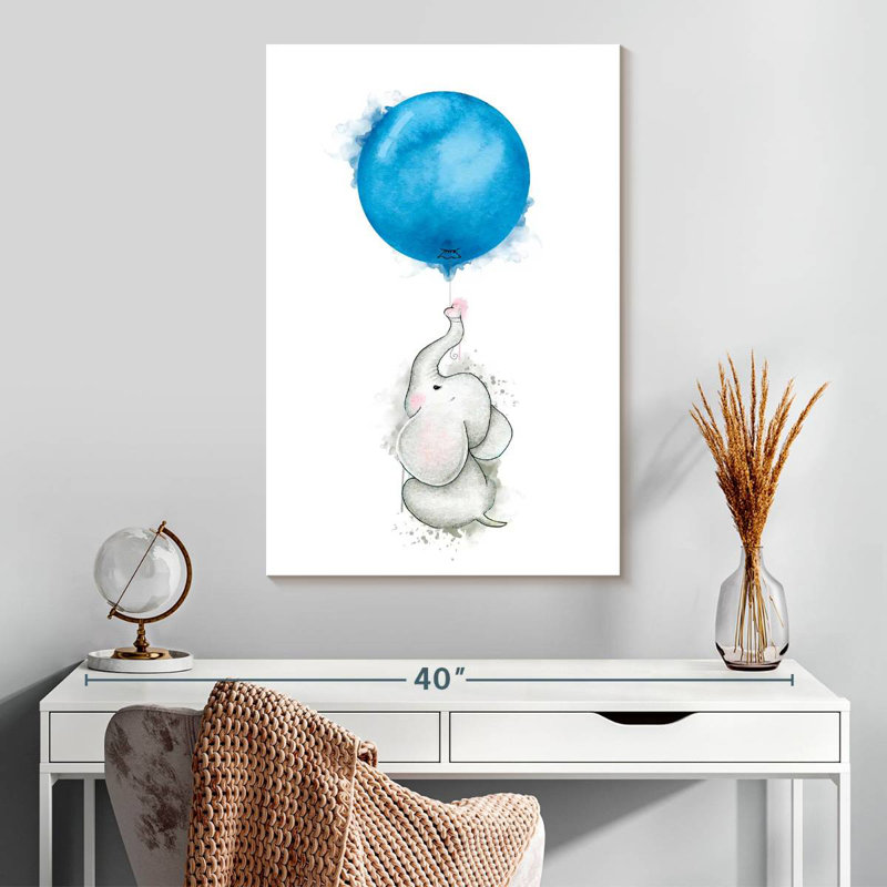 «Flying Baby Elephant Balloon Smudge», H 30 po x l 20 po