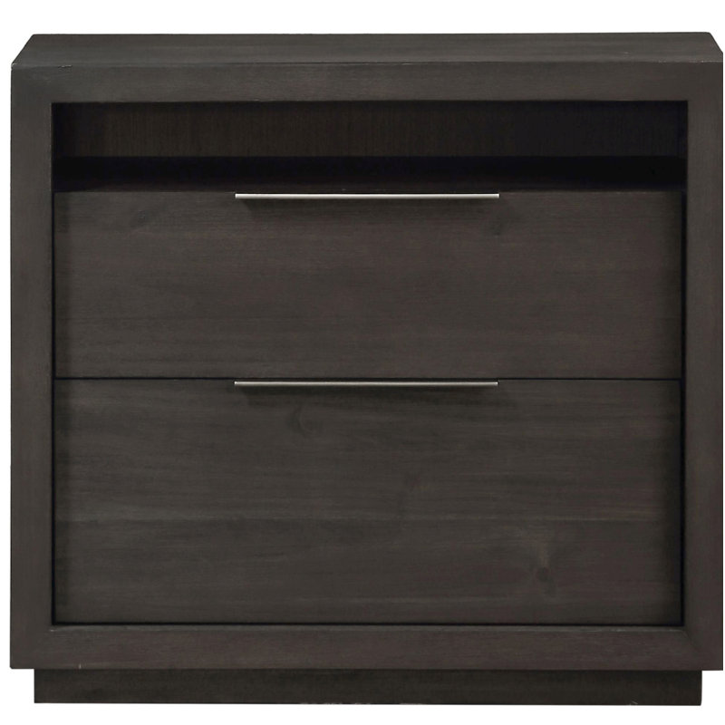 Table de chevet 2 tiroirs Eloise, Gris basalte
