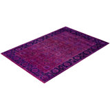 Overdyed Hand-Knotted Wool Modern-Contemporary Purple Area Rug 6' 1" x 9' 0"
