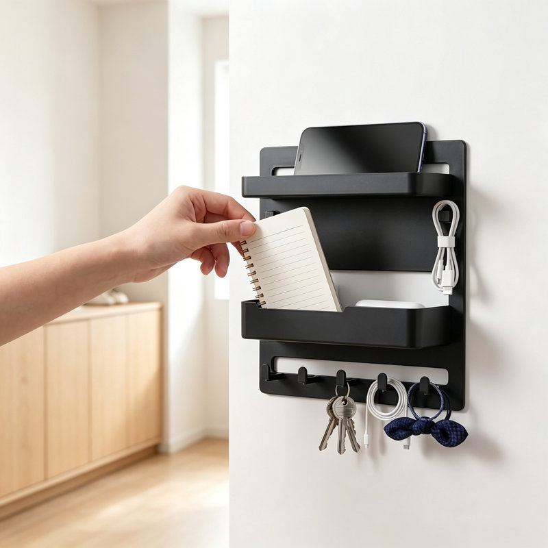 Floating Shelf, 24 cm H x 23 cm L x 5 cm D, Black