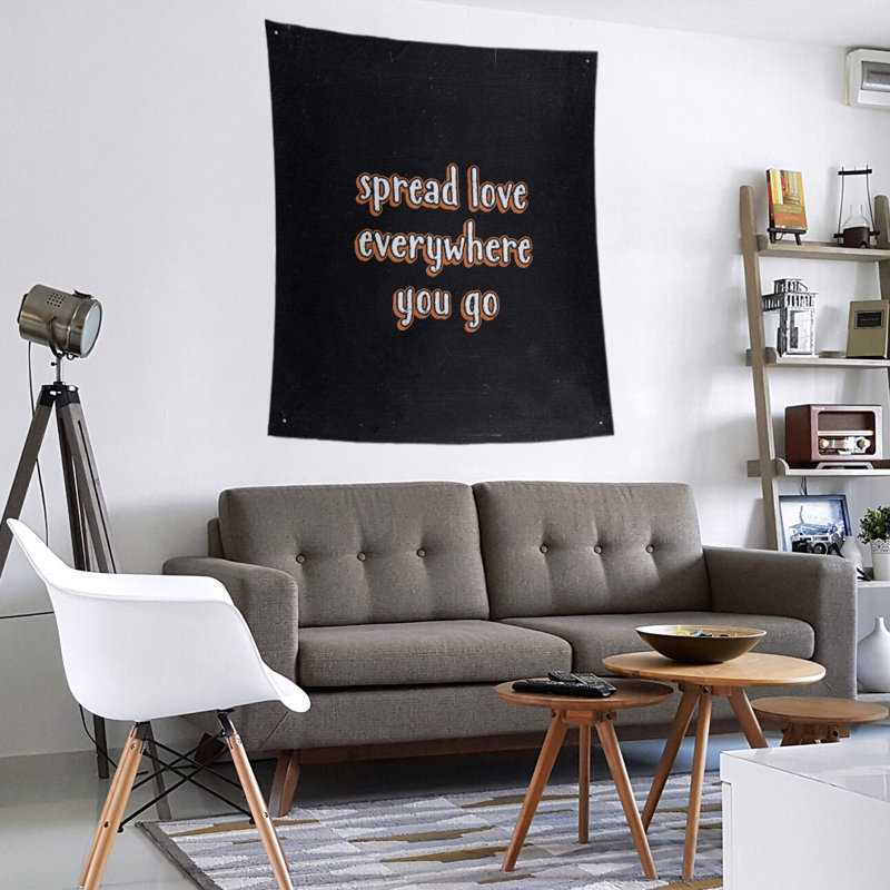 Tapisserie tableau noir en polyester spread quote, H 80 po x l 68 po, Orange