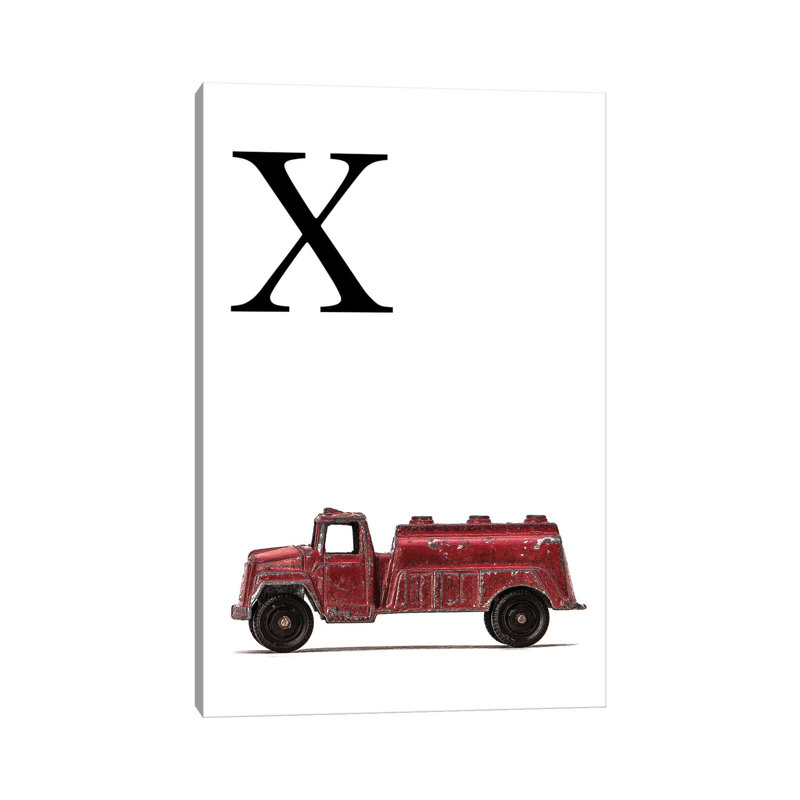 X Water Truck White Letter 1 Piece Wall Art on Canvas, 20.32 cm H x 30.48 cm W, Wrapped Canvas