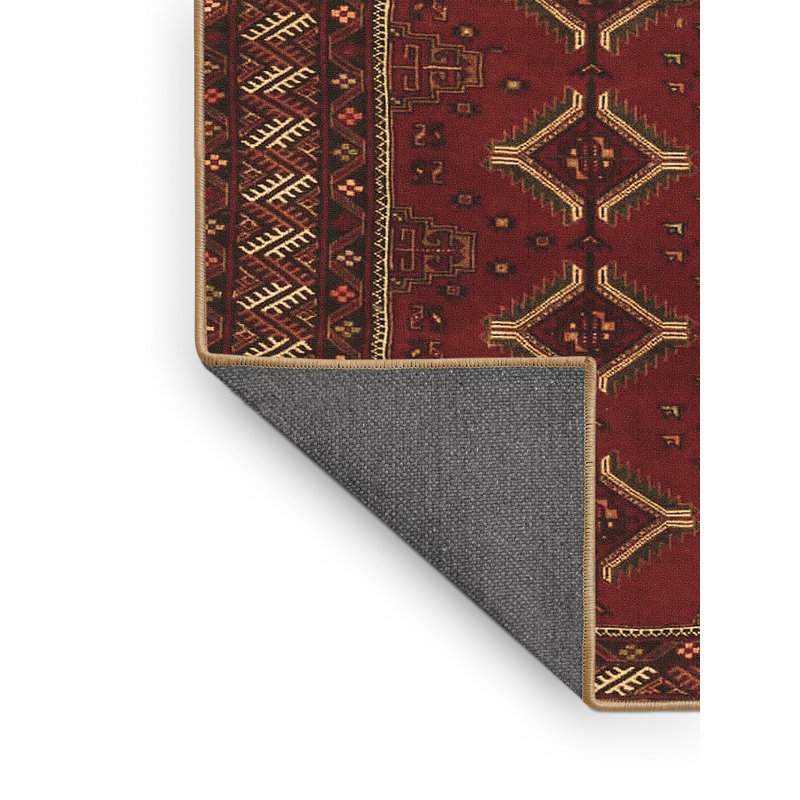 Tapis oriental en laine / polyester tissé à la machine Nylyn en brun / noir, Rectangle 2 pi x 3 pi