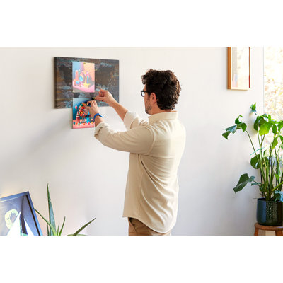Wall Mounted bulletin board print decorative wall message pin boards home office corkboard Map of the world rust